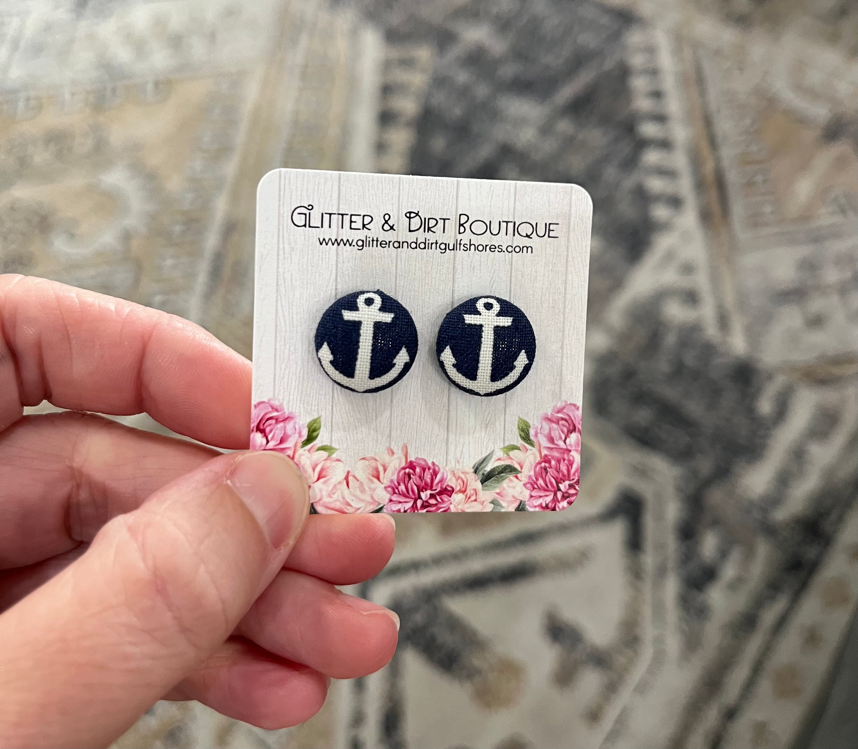 Navy Anchor Earrings
