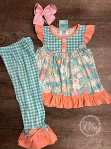 Floral Plaid Pant Set