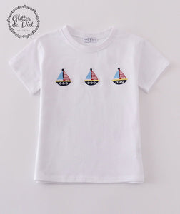 Boy’s Embroidered Sailboat Tee
