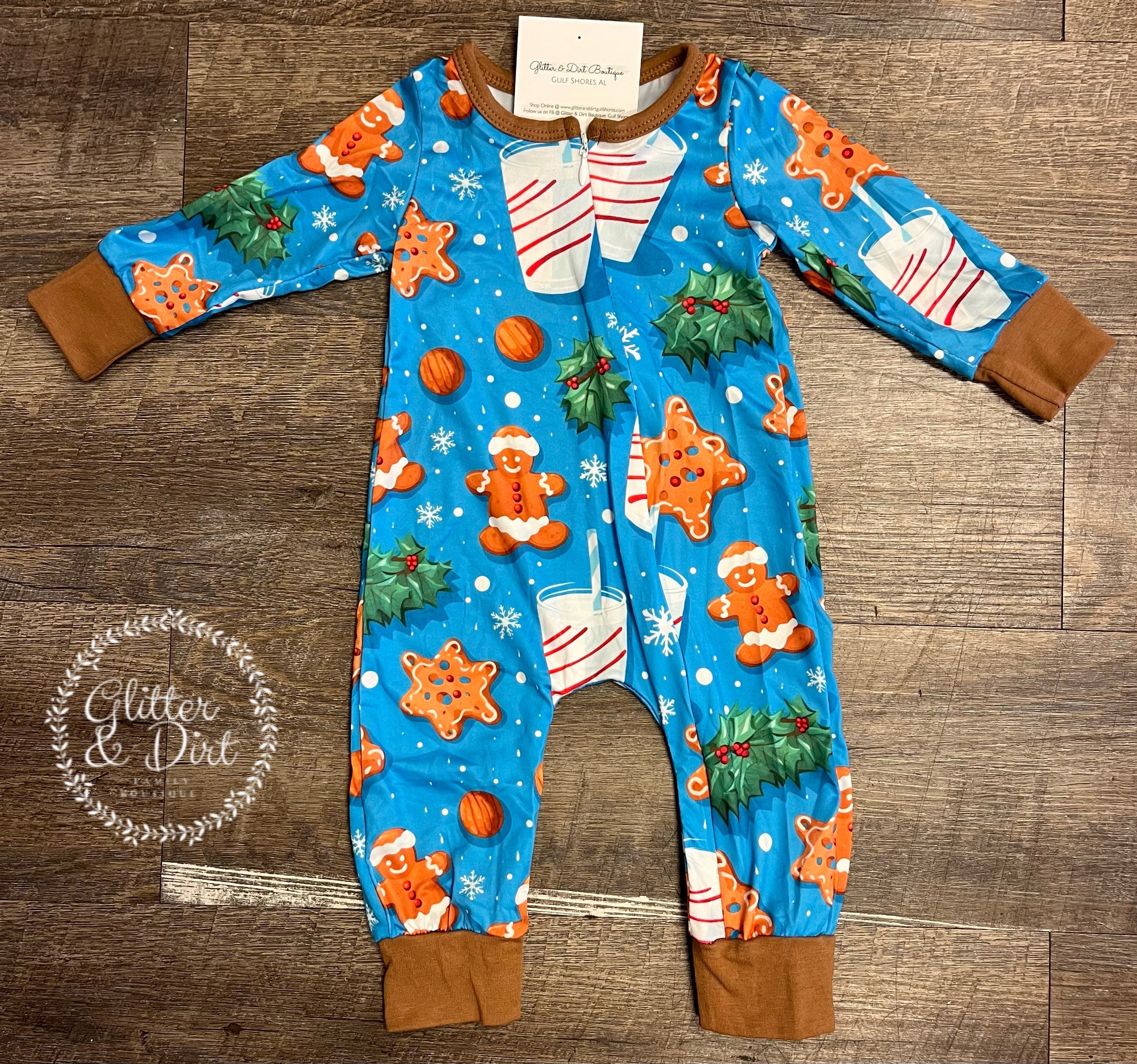 Christmas Cookies & Milk Zip Romper