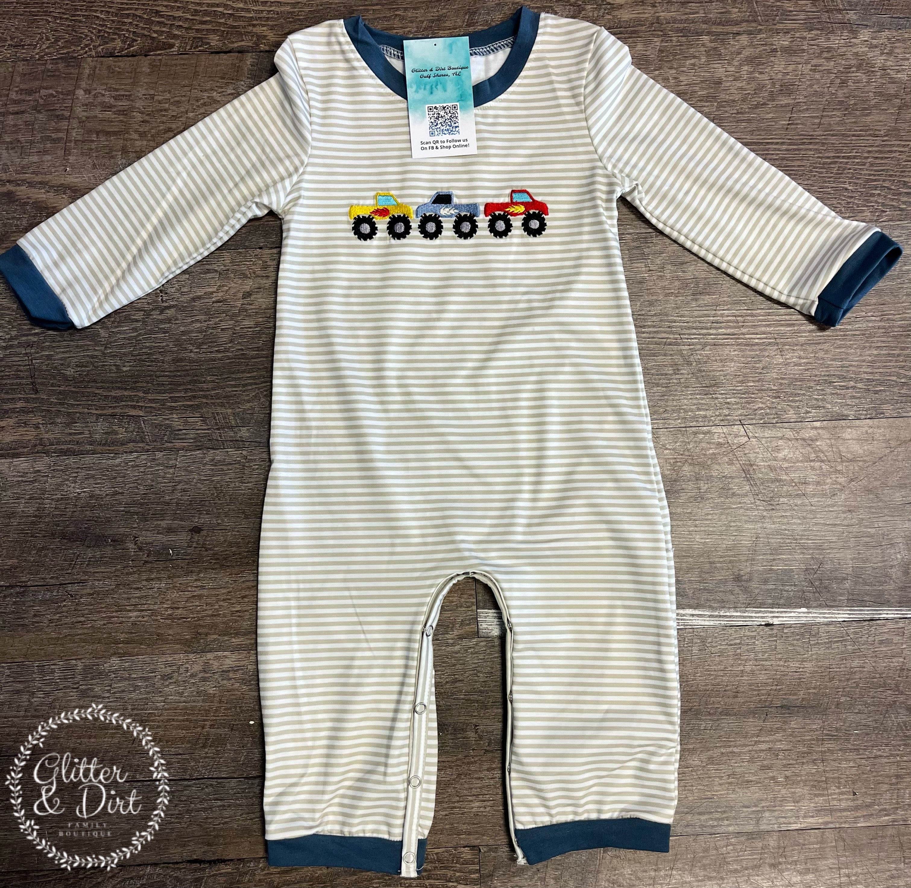 Embroidered Truck Romper