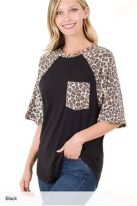 Black Leopard Pocket Tee (Reg. & Plus)