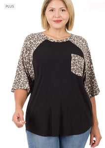 Black Leopard Pocket Tee (Reg. & Plus)